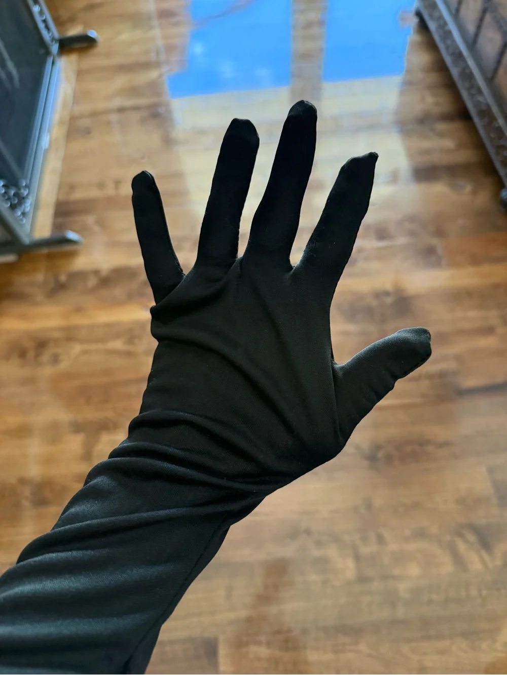 Long Evening Gloves one size run a little bit small pointy fingers